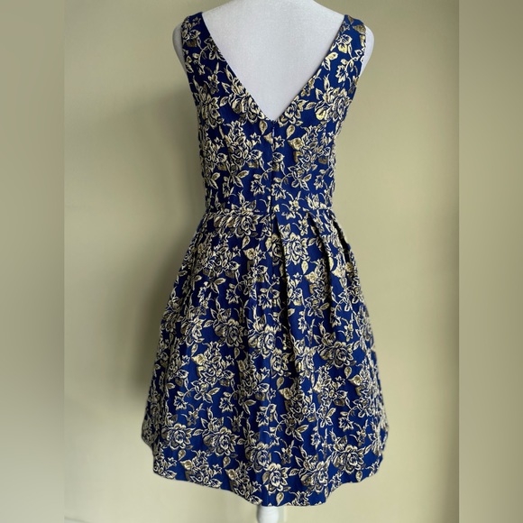 RARE KARA & SLOANE for NORDSTROM - DEEP V NECK & BACK, BACK ZIP, XS, BLUE/GOLD - Picture 7 of 17